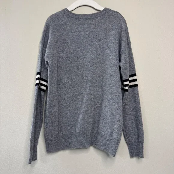 AUTUMN CASHMERE KIDS Rock N Roll Sweater Unisex 8 Leather Gray Merino Wool NWOT - Picture 2 of 8